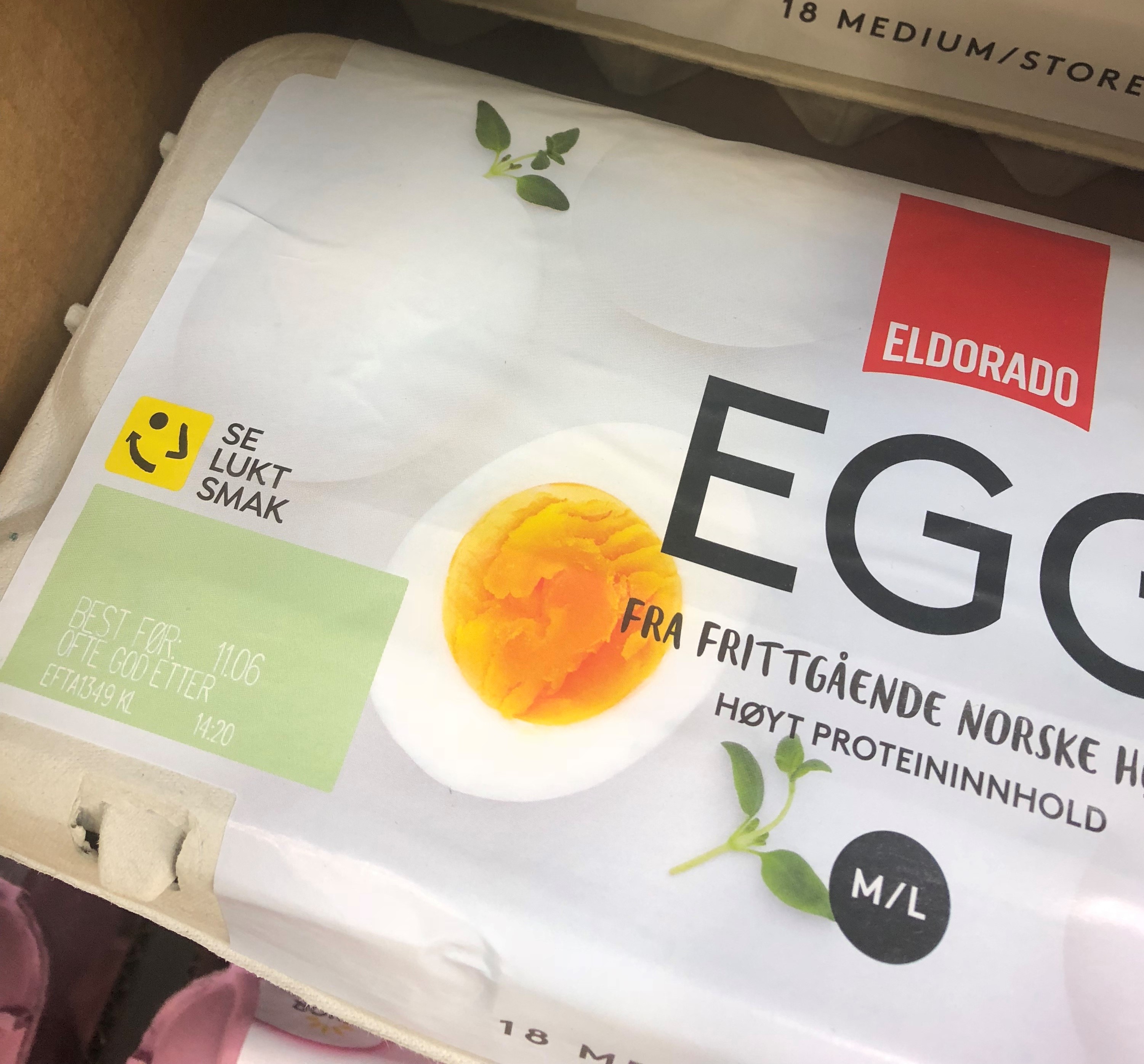 Egg fra Eldorado tilleggsmerkes med «ofte god etter»